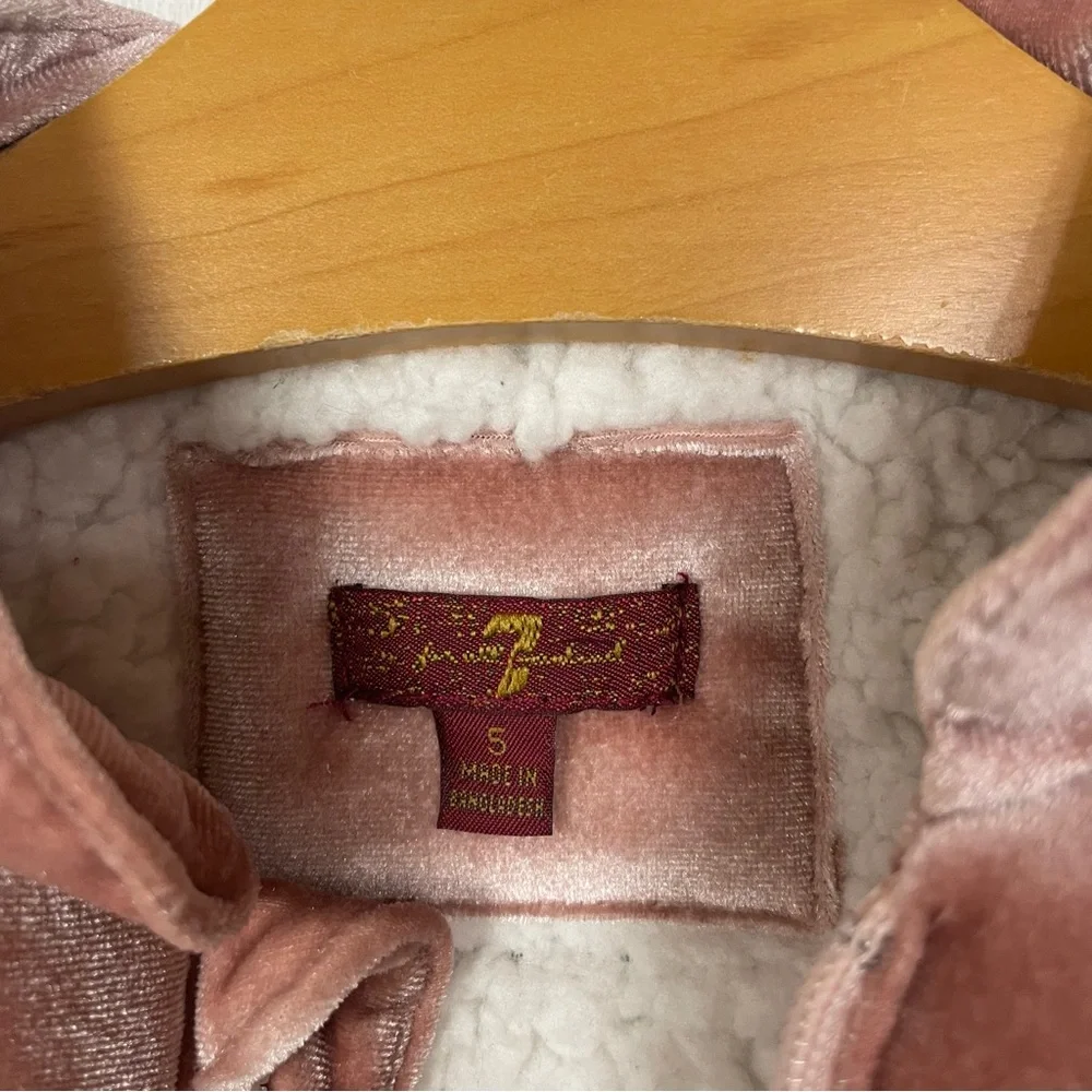 7 For All Mankind Girls Velvet Vest Fleece-Lined Dusty Pink Ruffle Bows Dainty 5